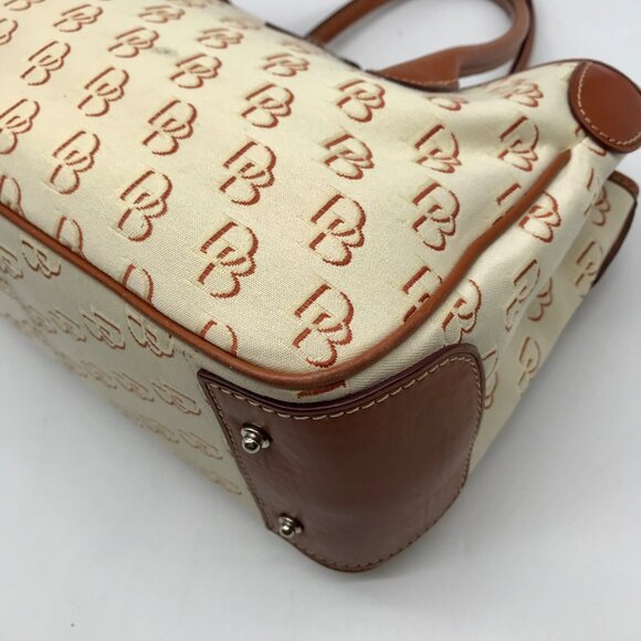 Dooney & Bourke Beige And Brown Signature DB Monogramed Tote Bag - Picture 8 of 11